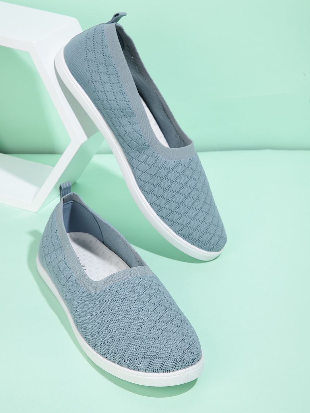 

Mast & Harbour Women Blue Woven Design Slip-On Sneakers