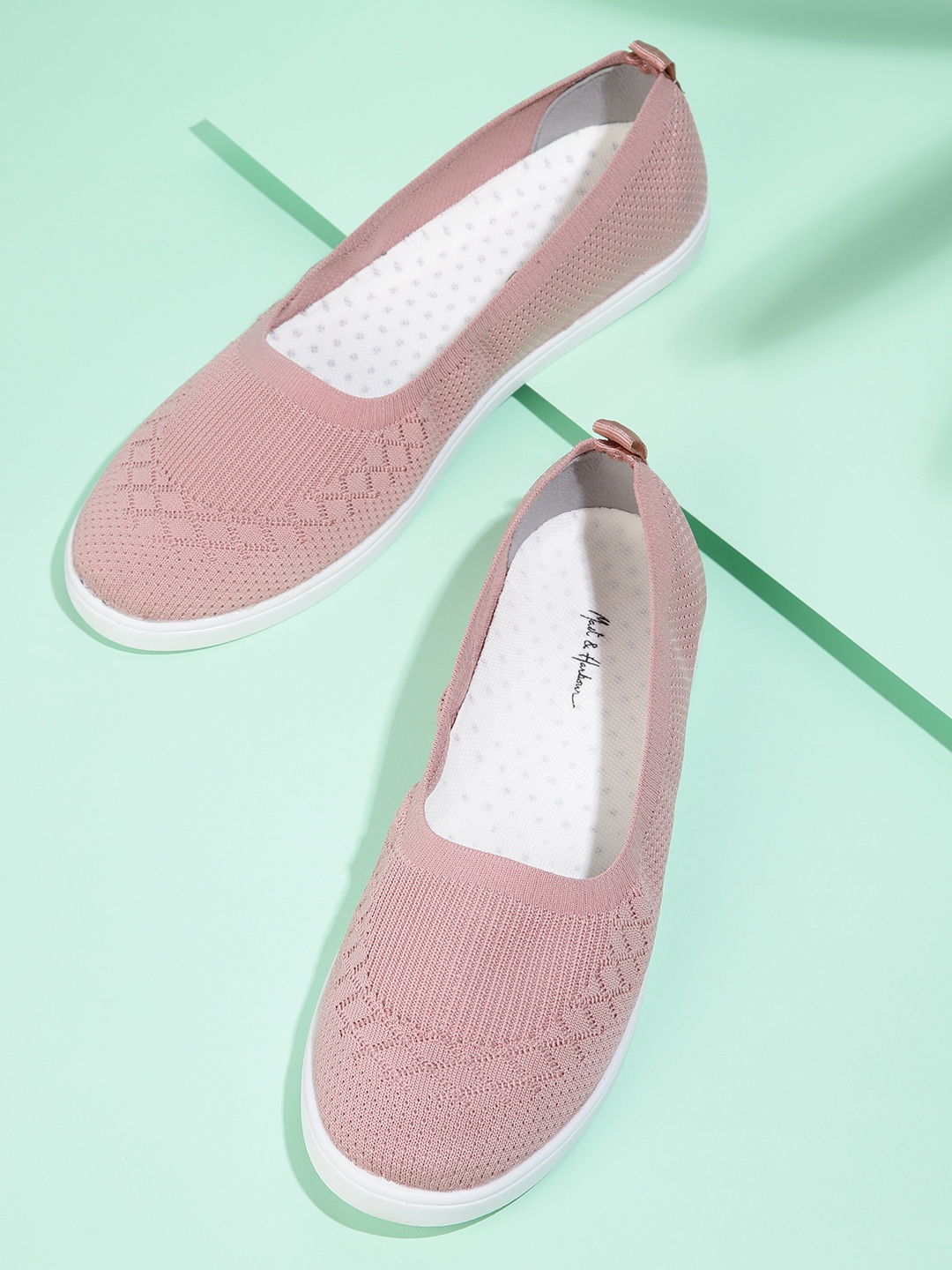 

Mast & Harbour Women Peach-Coloured Woven Design Slip-On Sneakers