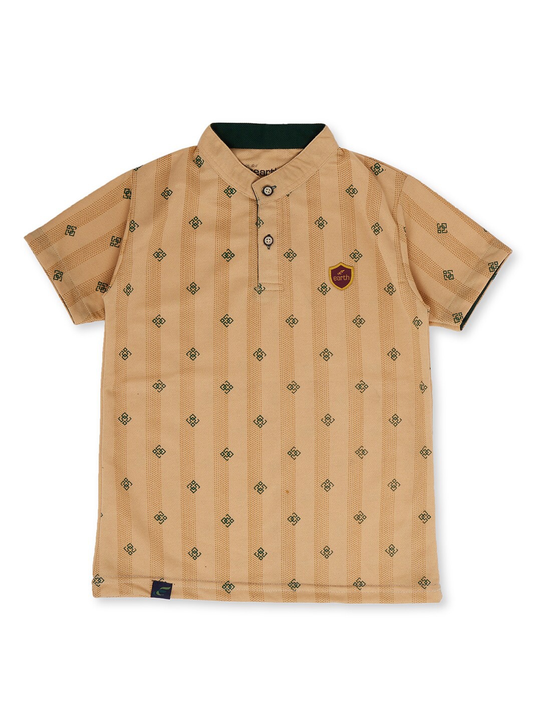 

earth conscious Boys Beige Printed Polo Collar T-shirt