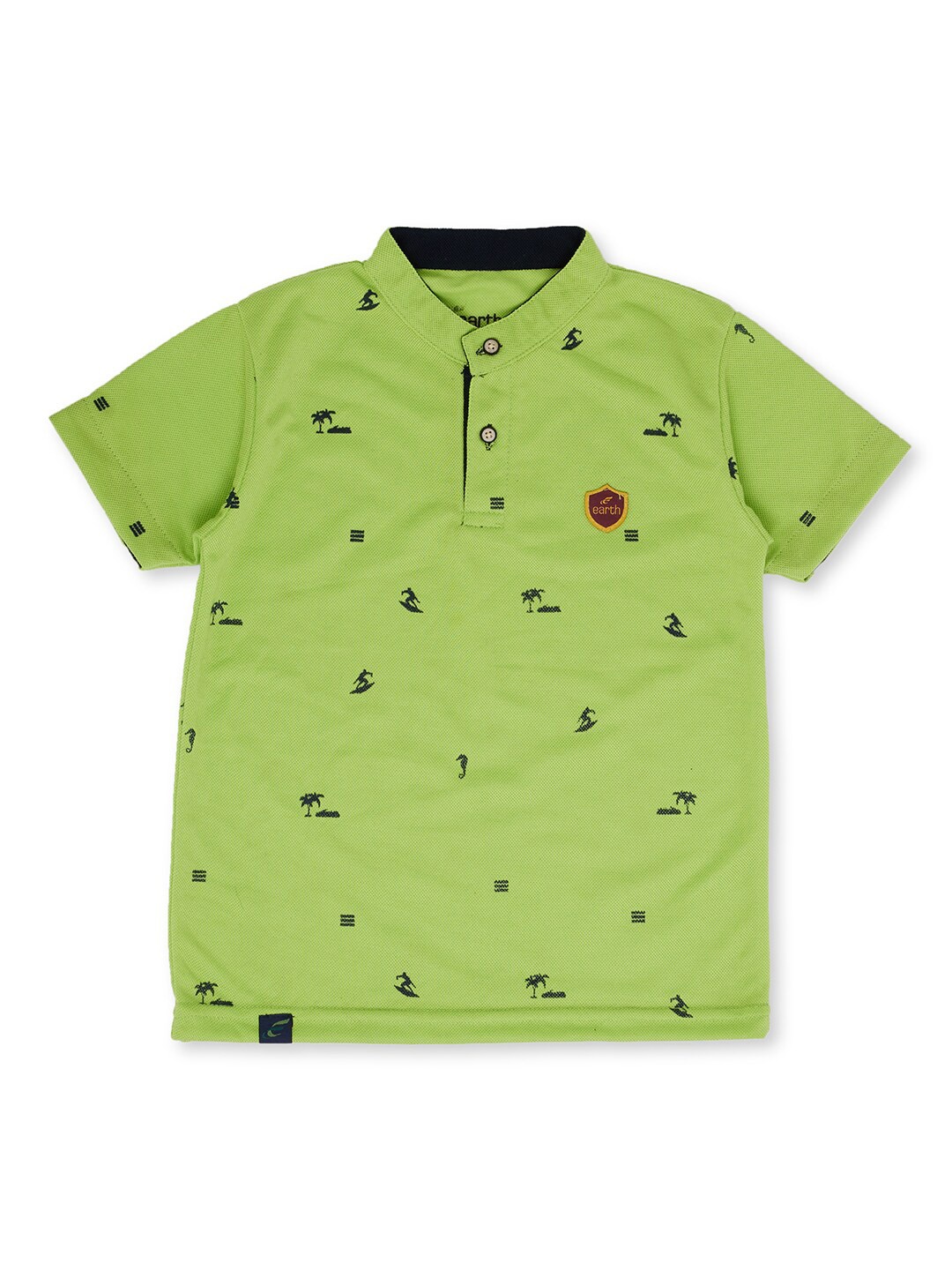 

earth conscious Boys Green Printed Polo Collar T-shirt