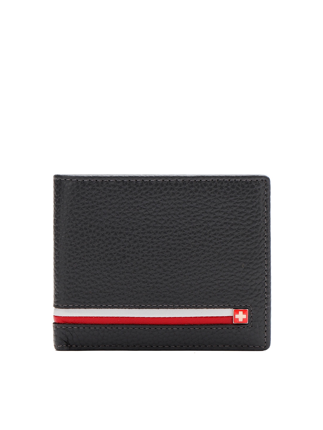 

SWISS MILITARY Unisex Grey & White Leather Two Fold Wallet