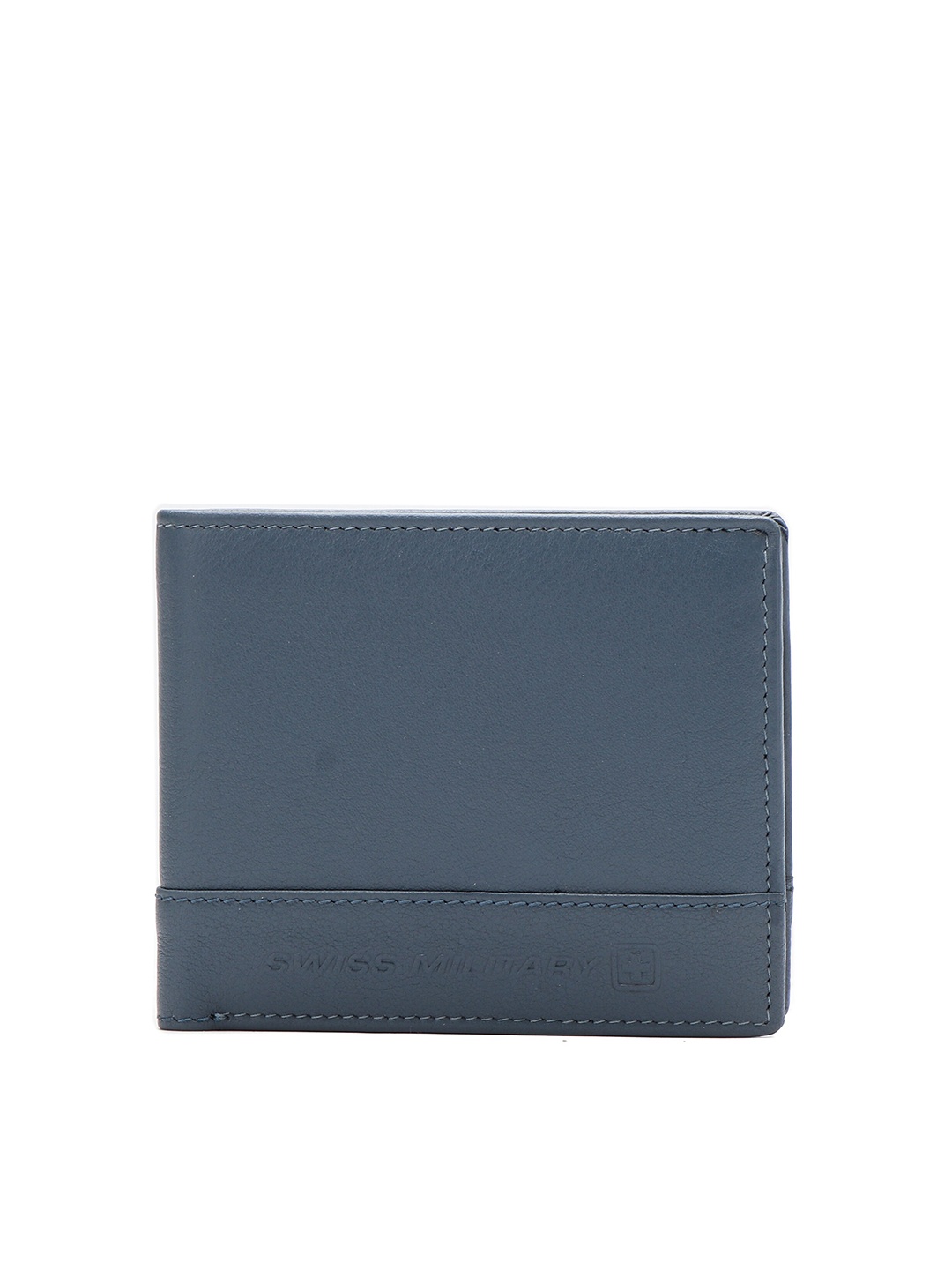 

SWISS MILITARY Unisex Blue Leather Two Fold Wallet