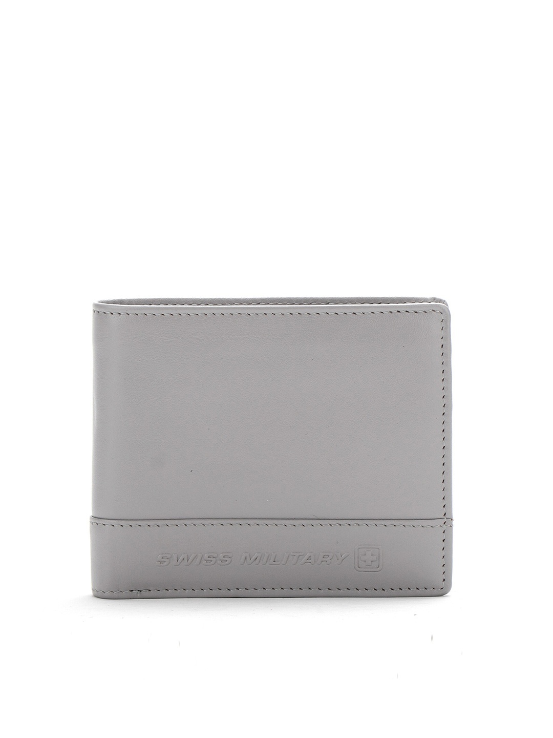 

SWISS MILITARY Unisex Grey Solid Leather Two Fold Wallet