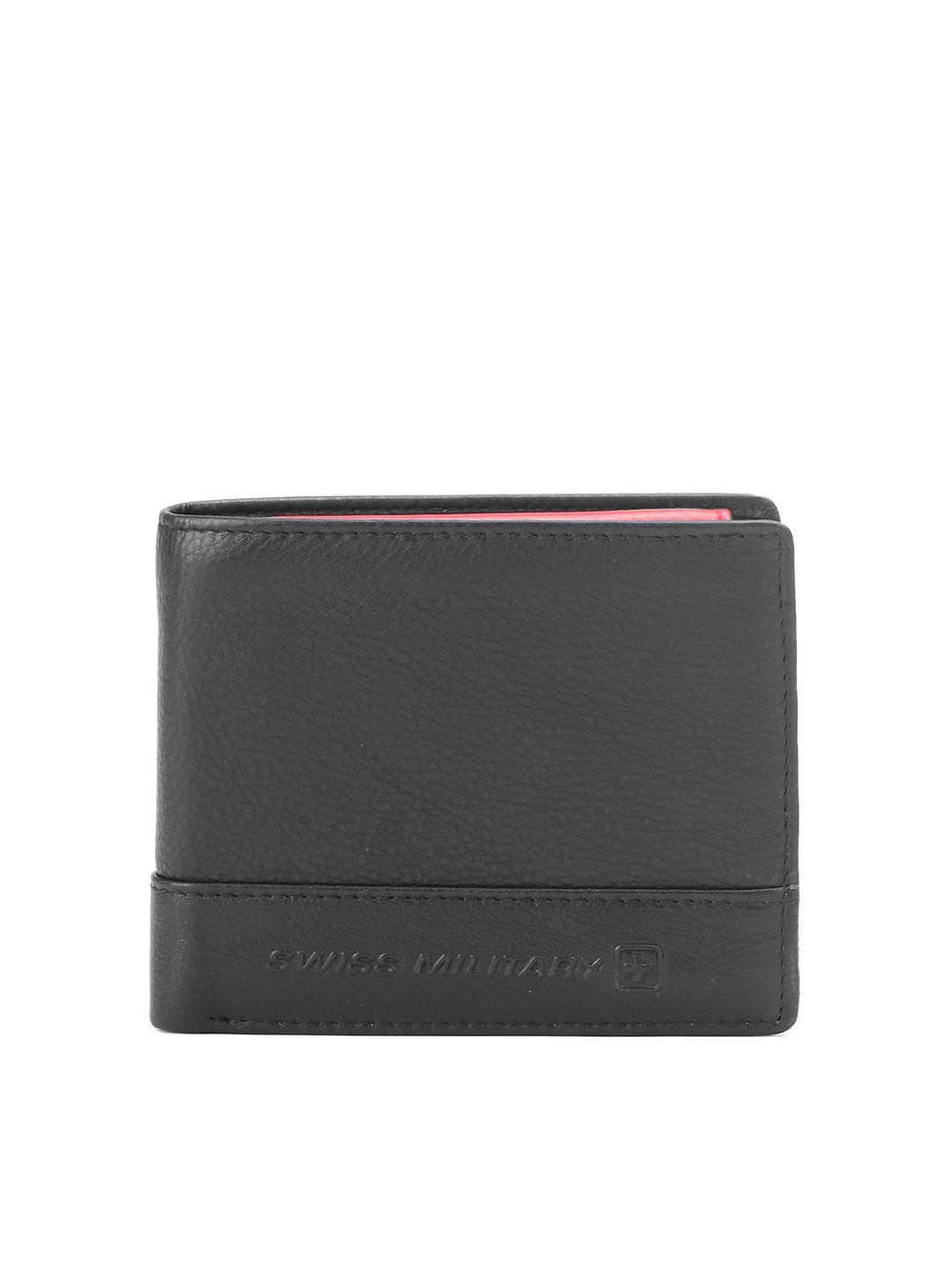 

SWISS MILITARY Men Black & Red Leather Two Fold Wallet