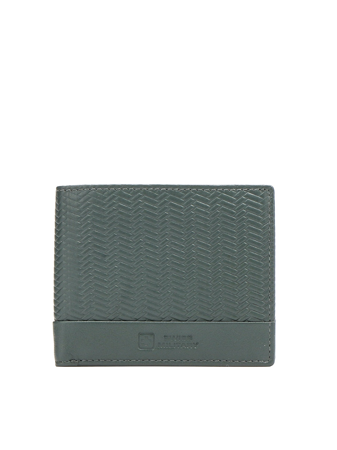 

SWISS MILITARY Unisex Green Textured Leather Two Fold Wallet