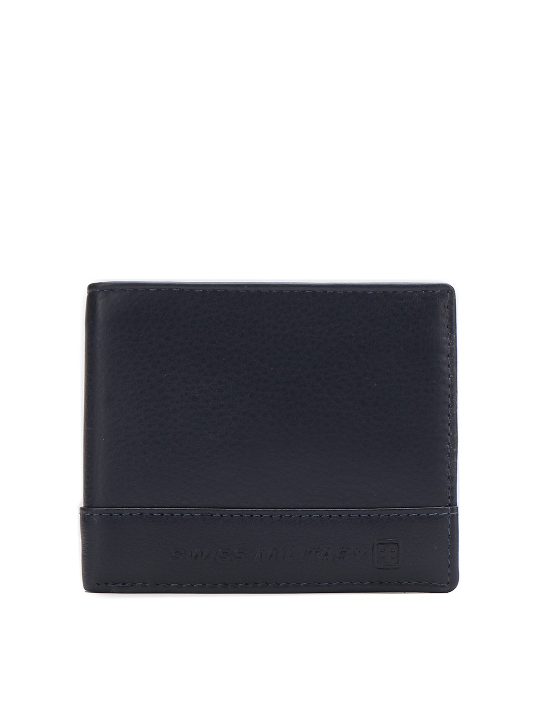 

SWISS MILITARY Men Navy Blue & Red Leather Two Fold Wallet