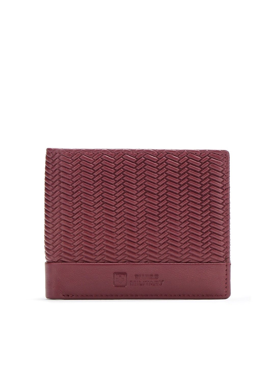 

SWISS MILITARY Maroon Textured Leather Two Fold Wallet