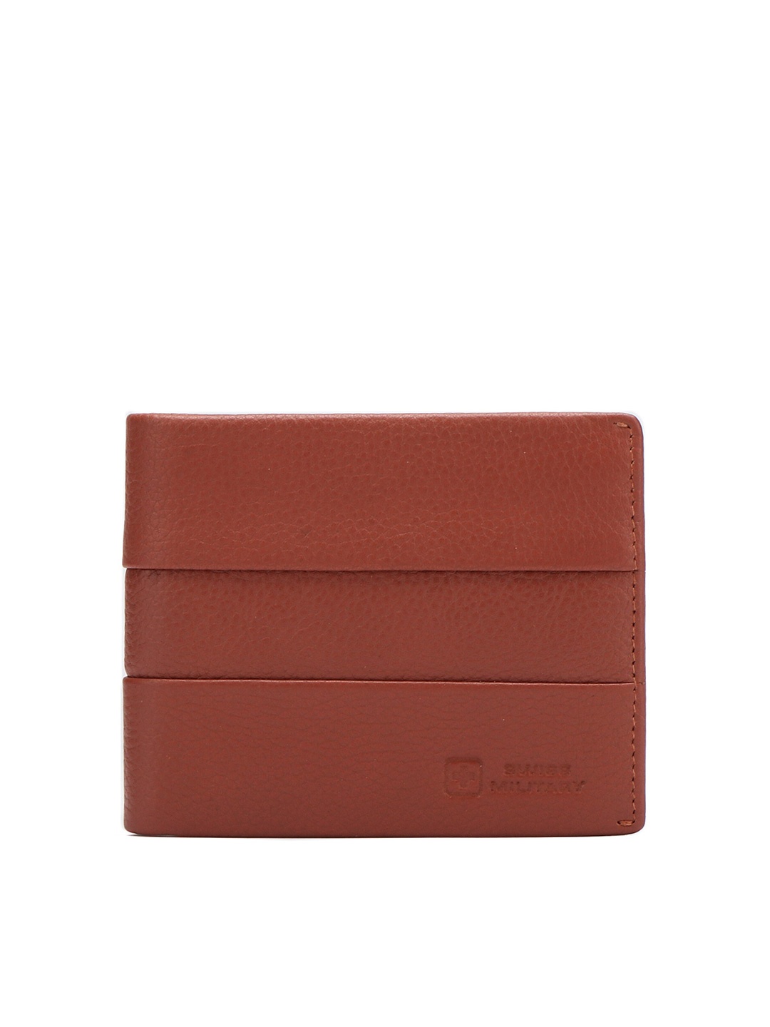 

SWISS MILITARY Unisex Maroon Textured Leather Two Fold Wallet