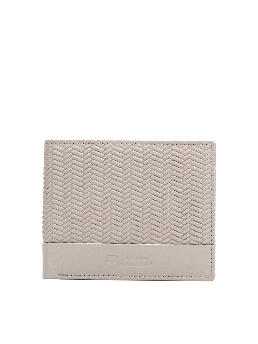 

SWISS MILITARY Unisex Grey Textured Leather Two Fold Wallet