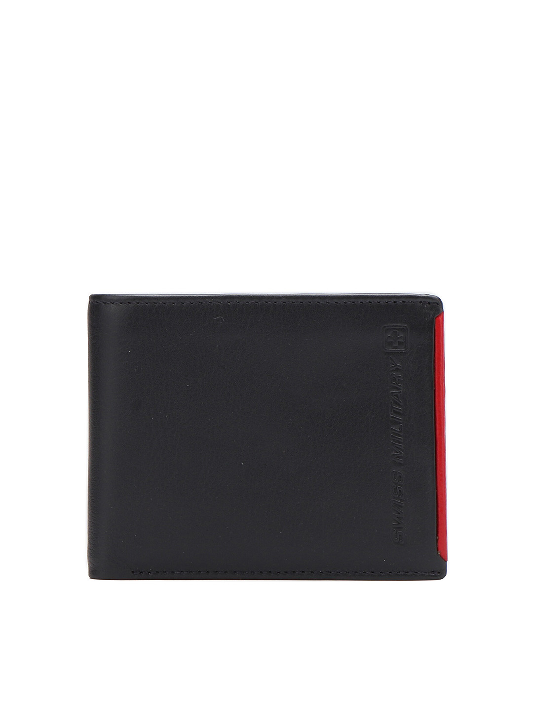 

SWISS MILITARY Grey & Red Leather Two Fold Wallet