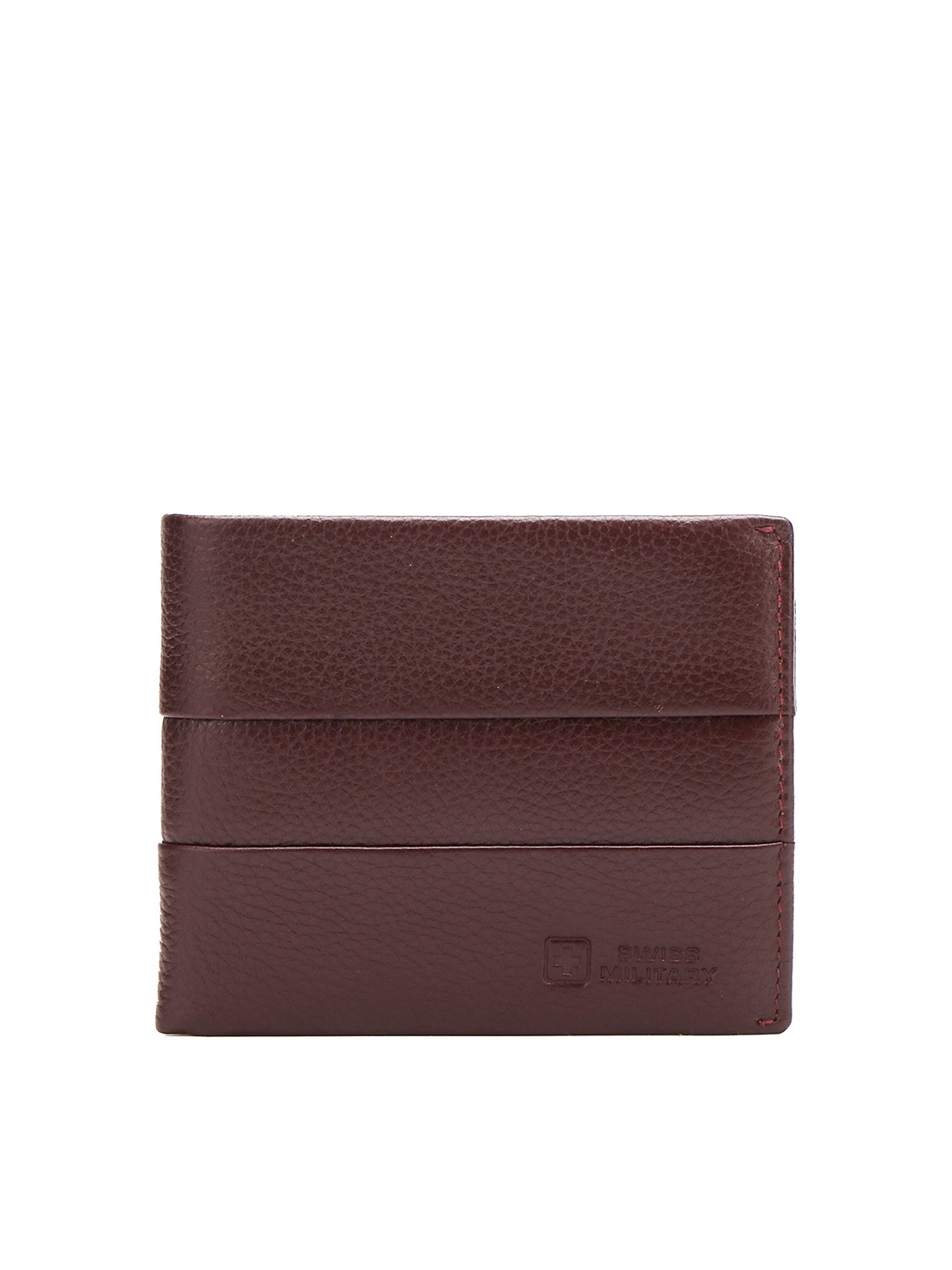 

SWISS MILITARY Unisex Maroon Textured Leather Two Fold Wallet