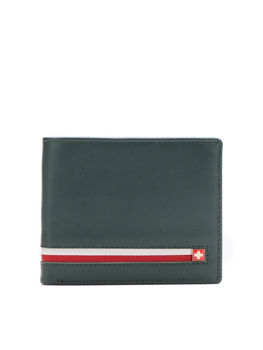 

SWISS MILITARY Unisex Green Leather Two Fold Wallet