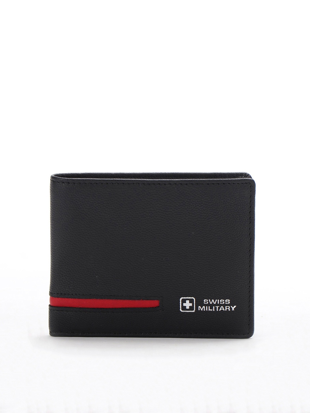 

SWISS MILITARY Men Black & Red Leather Two Fold Wallet