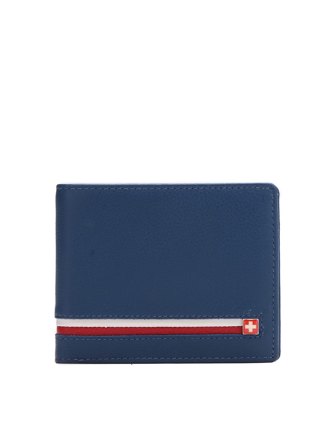 

SWISS MILITARY Unisex Blue & White Leather Two Fold Wallet