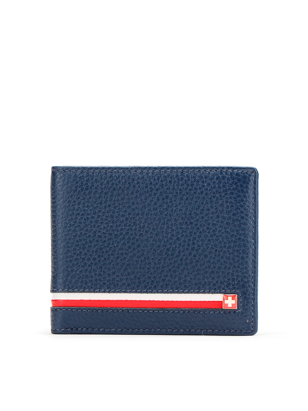 

SWISS MILITARY Unisex Blue & Red Leather Two Fold Wallet