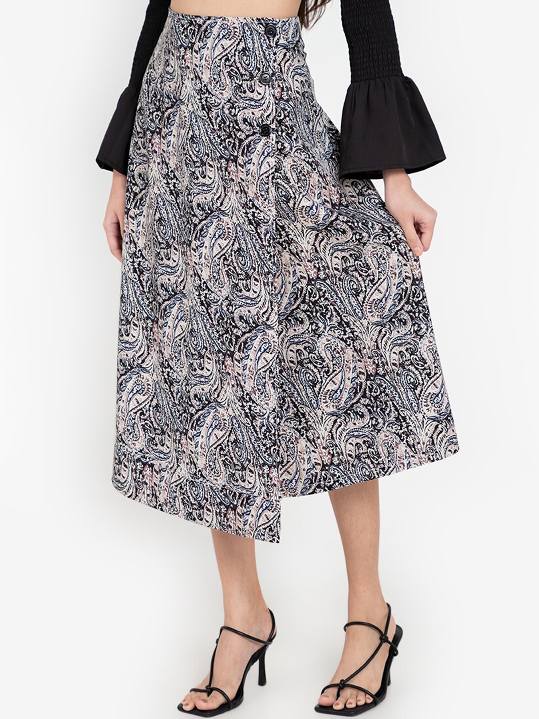 

ZALORA BASICS Women Black Printed Wrap Skirt