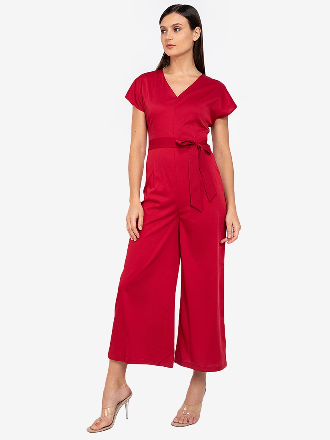 

ZALORA WORK Red Waist Tie-up Culotte Jumpsuit