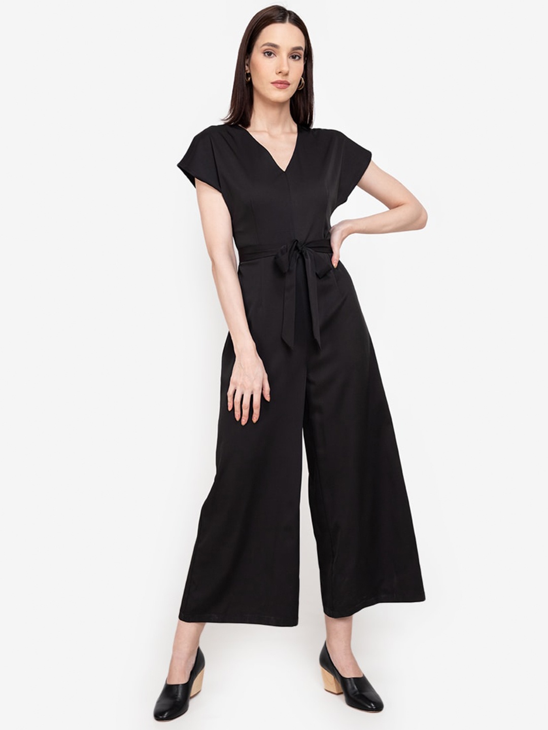 

ZALORA WORK Black Solid Culotte Jumpsuit