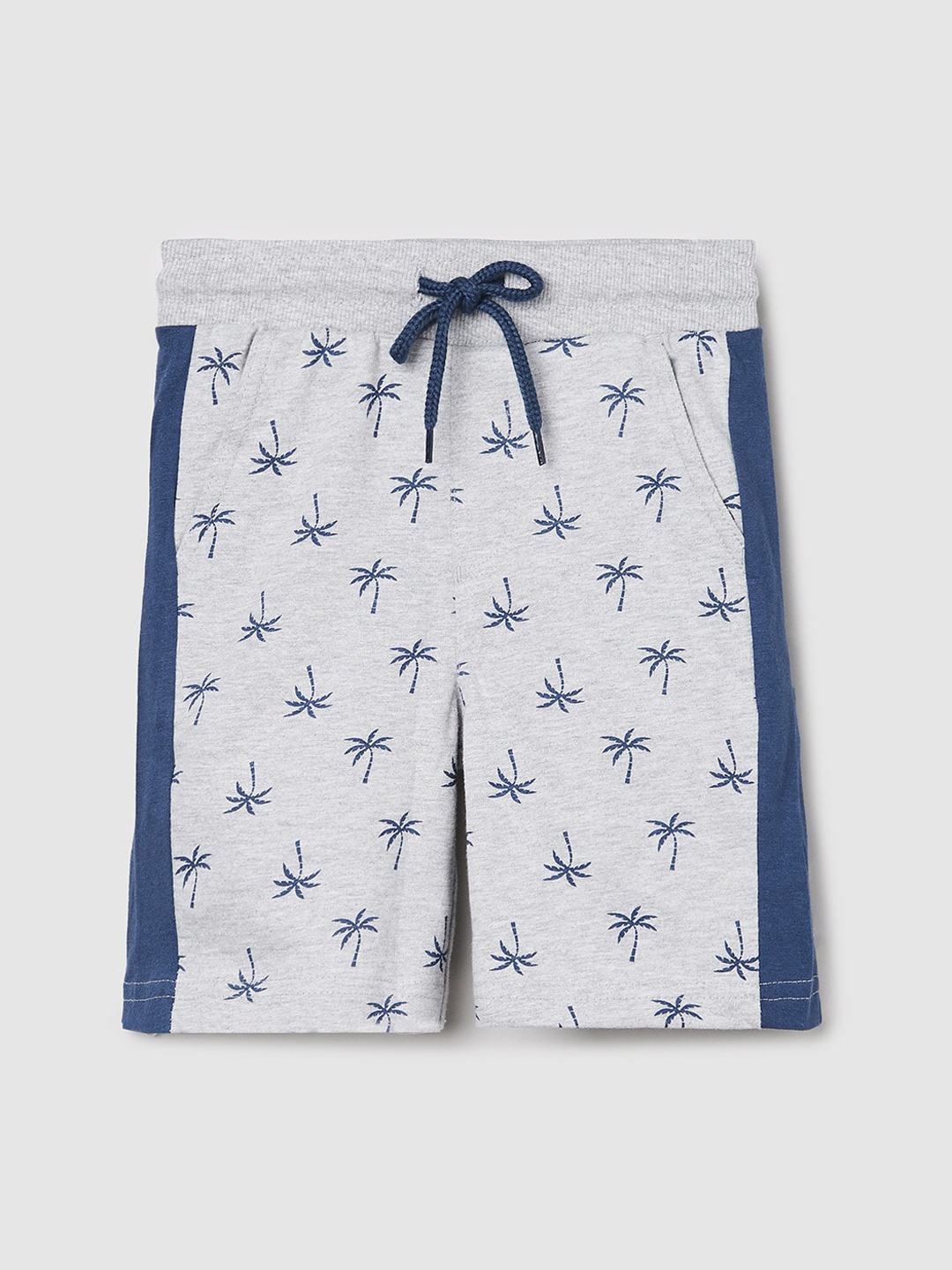 

max Boys Grey & Blue Conversational Printed Shorts