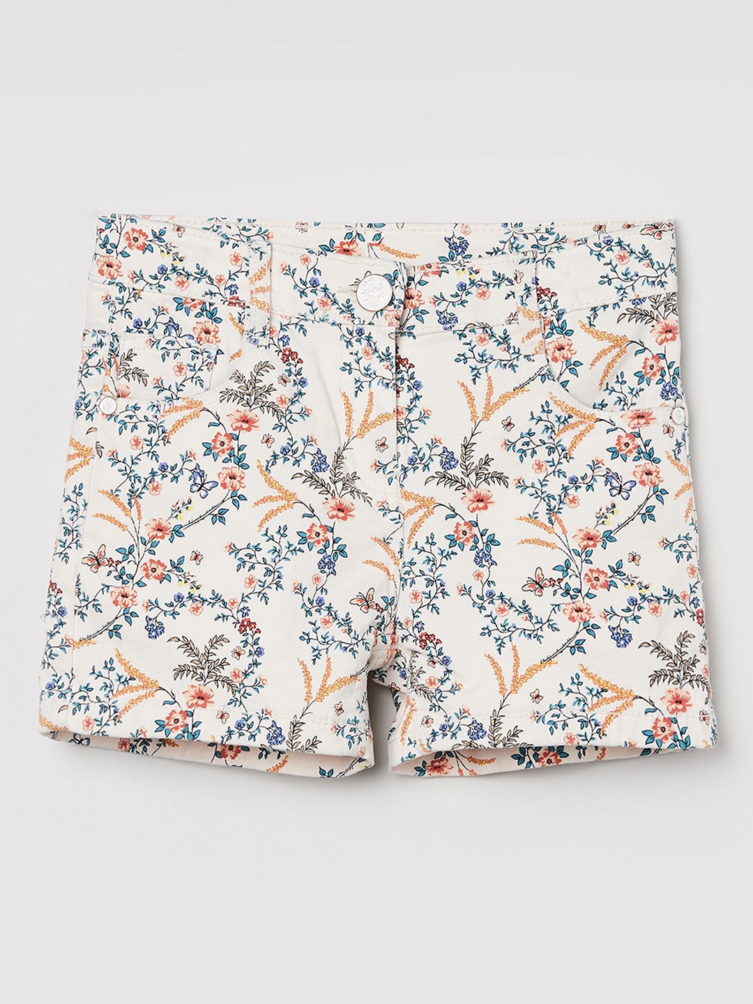 

max Girls Off White Floral Printed Hot Pants Shorts