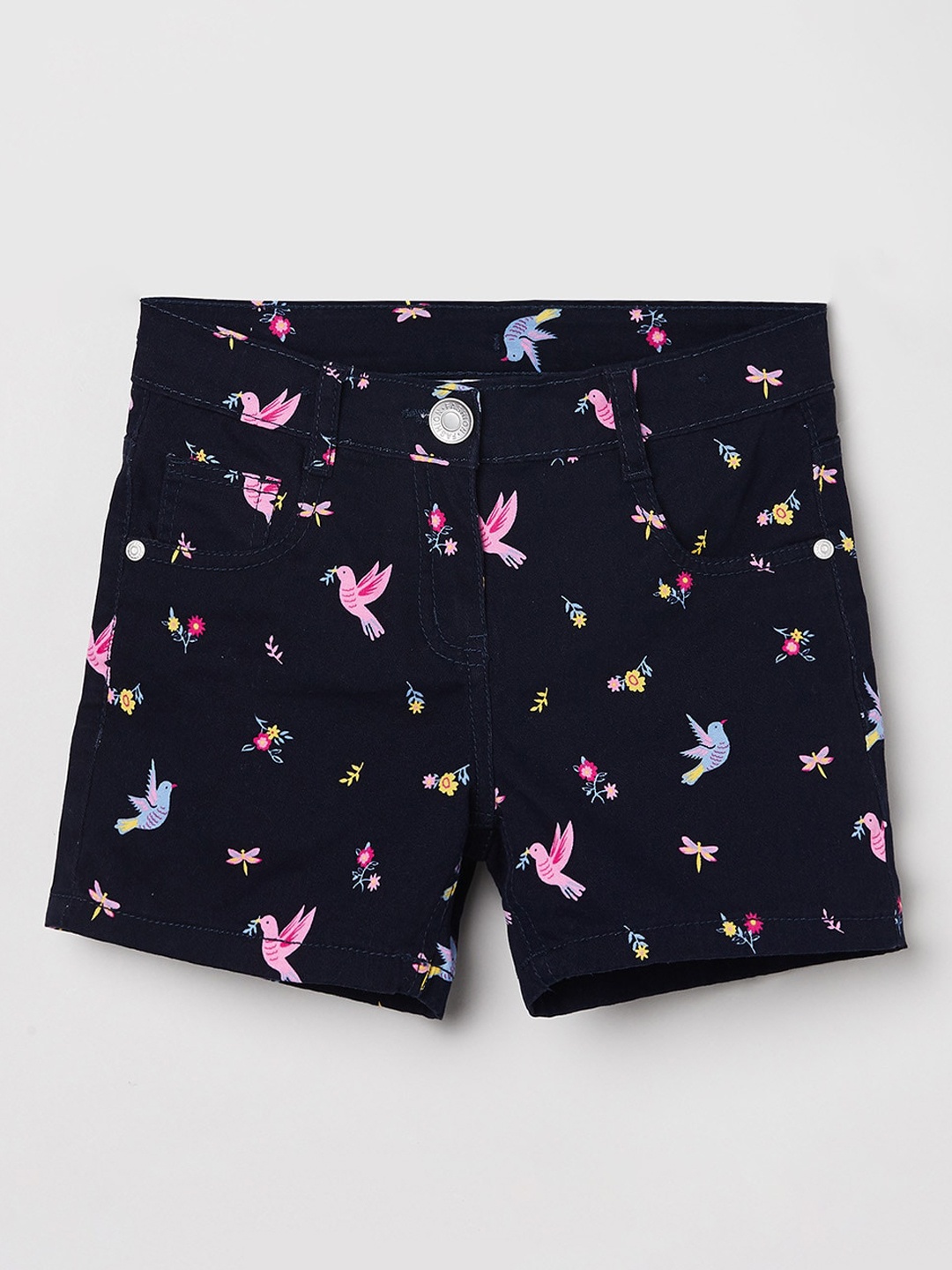 

max Girls Navy Blue Printed Mid-Rise Shorts