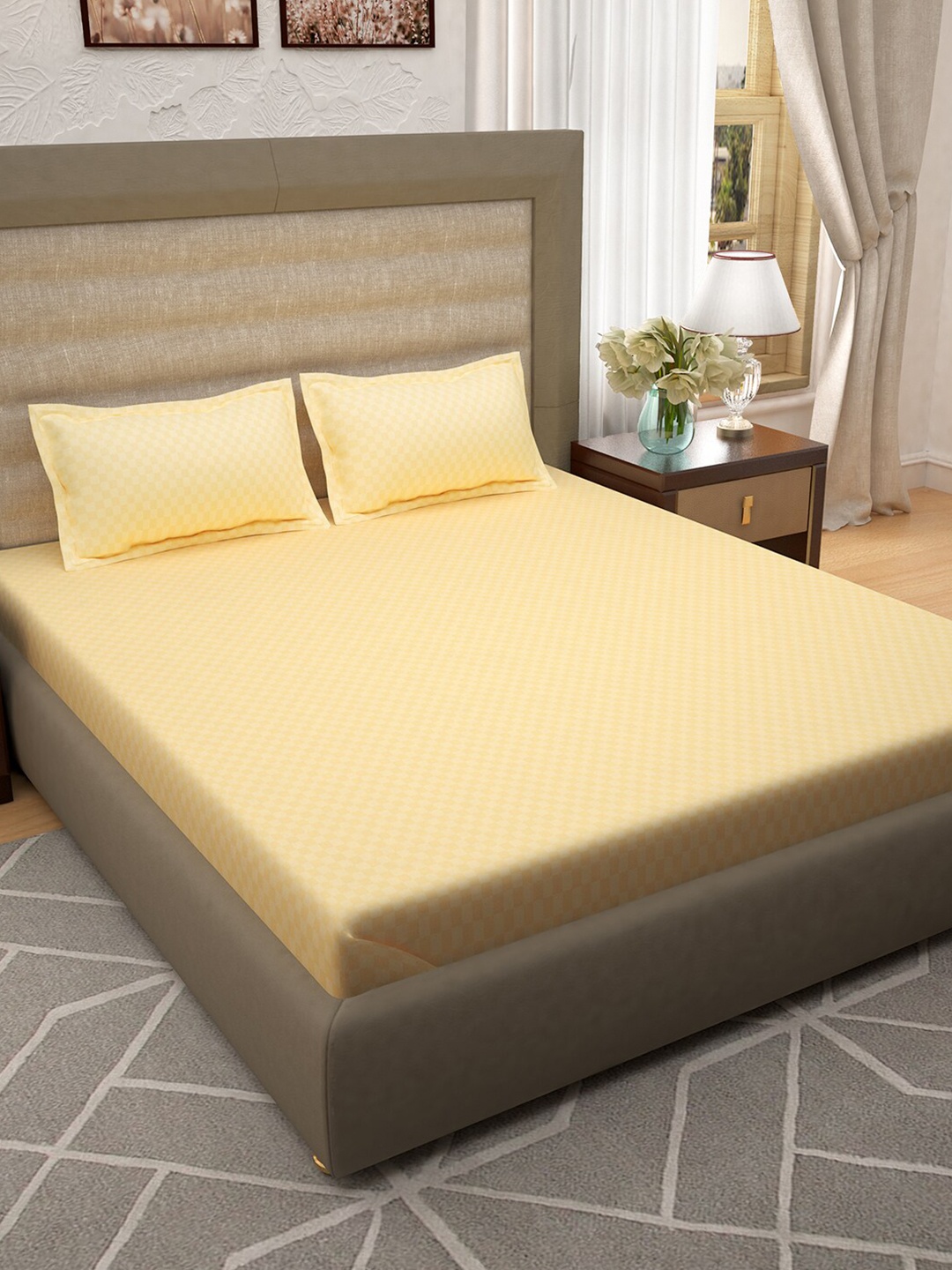 

Story@home Gold-Toned Solid 400 TC Cotton King Bedsheet with 2 Pillow Covers