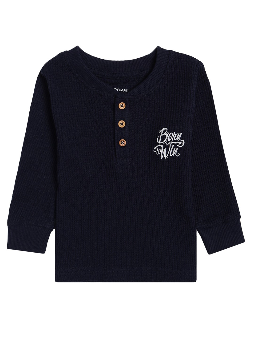 

Bodycare Kids Boys Navy Blue Typography Printed V-Neck T-shirt