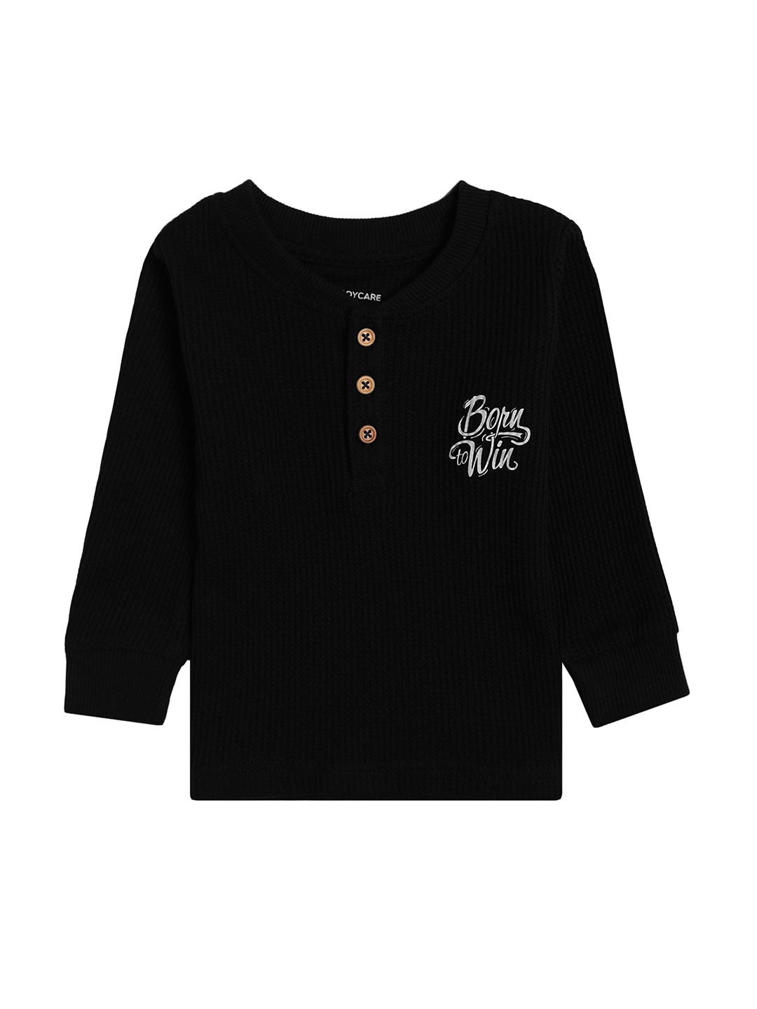 

Bodycare Kids Boys Black Henley Neck T-shirt