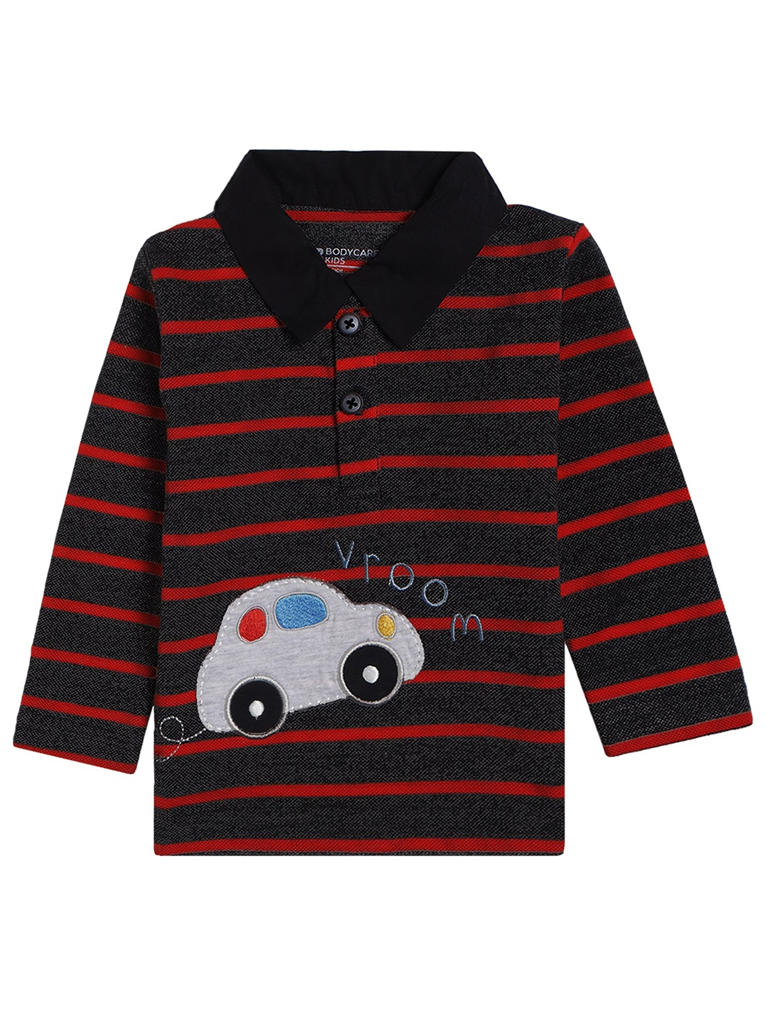 

Bodycare Kids Boys Red Striped Applique Cotton T-shirt