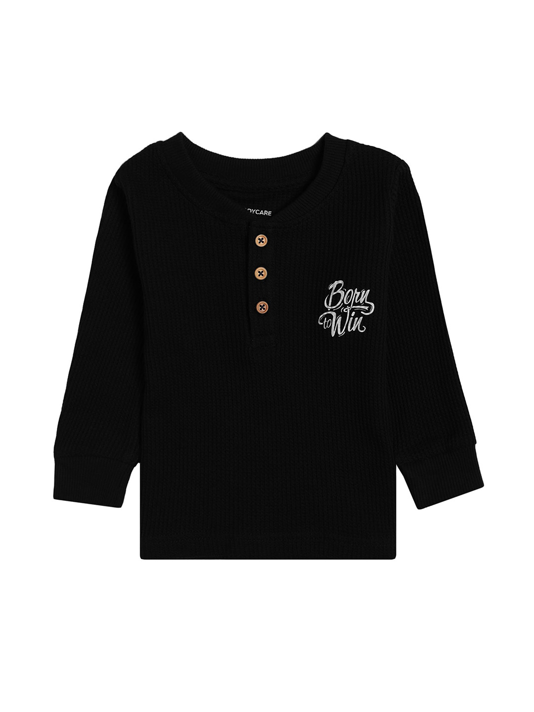 

Bodycare Kids Boys Black Typography Printed Cotton T-shirt