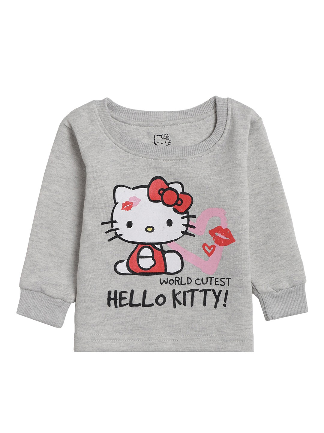 

Bodycare Kids Girls Grey Melange & Black Hello Kitty Printed T-shirt