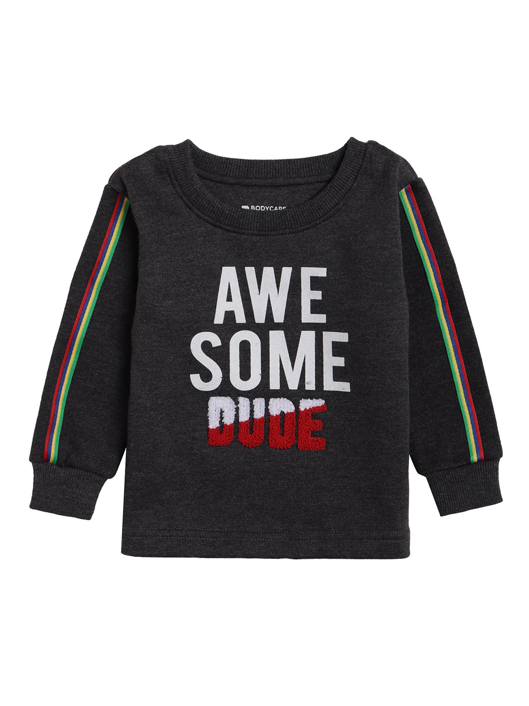 

Bodycare Kids Boys Charcoal Grey Typography Printed T-shirt