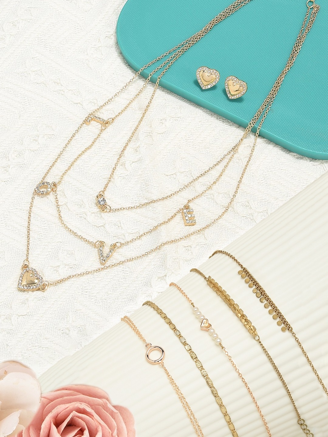 

AMI Gold-Toned Gold-Plated Layered Chain & Bracelet Set