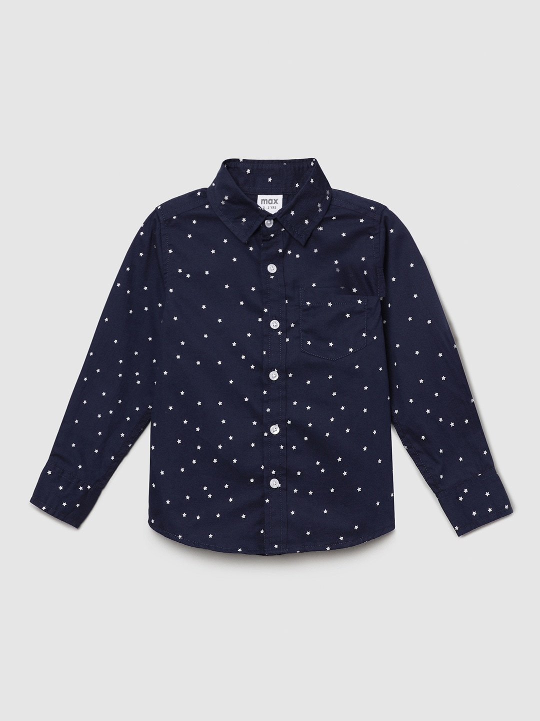 

max Boys Blue Printed Cotton Casual Shirt