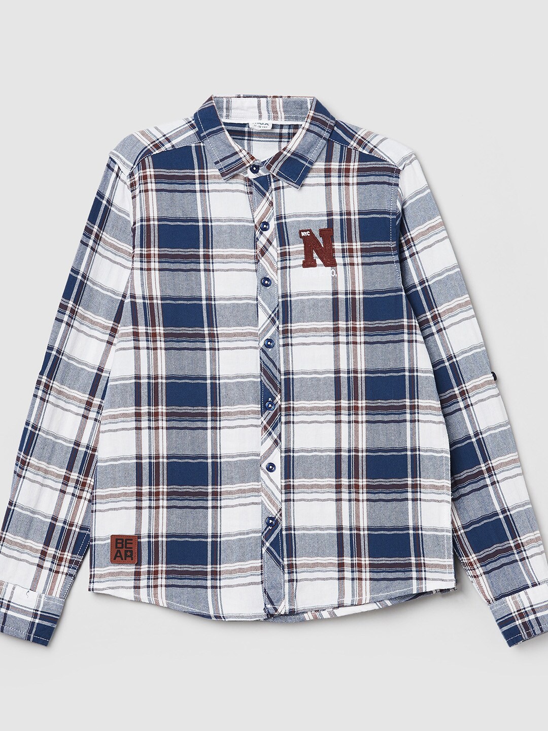 

max Boys Blue Tartan Checks Checked Pure Cotton Casual Shirt