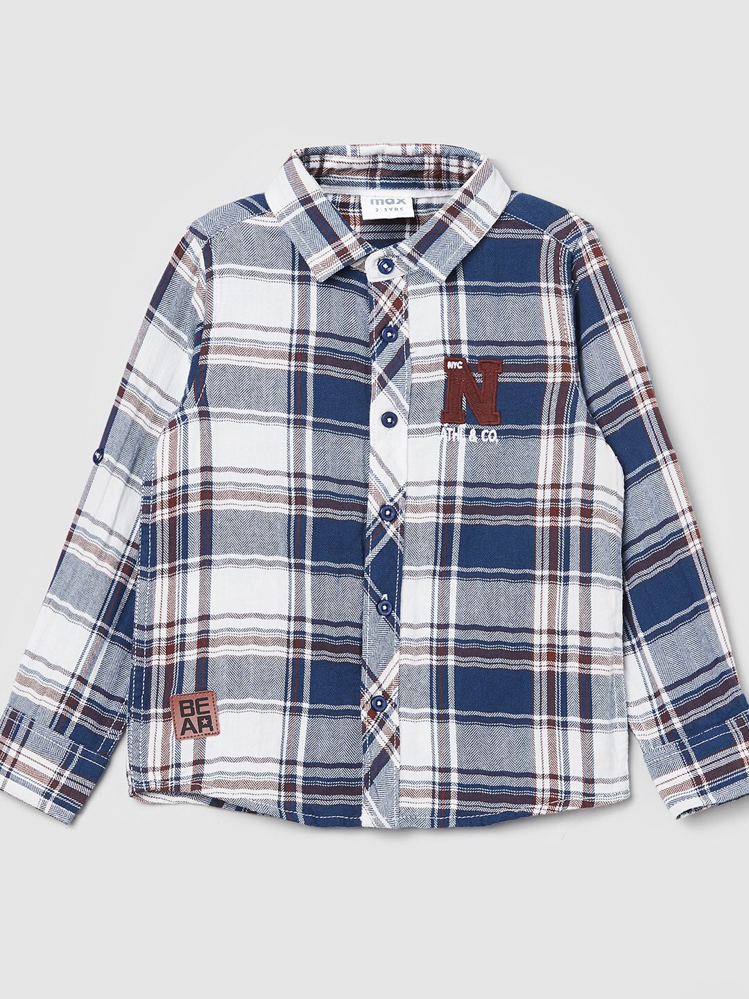 

max Boys Blue Tartan Checks Checked Cotton Casual Shirt