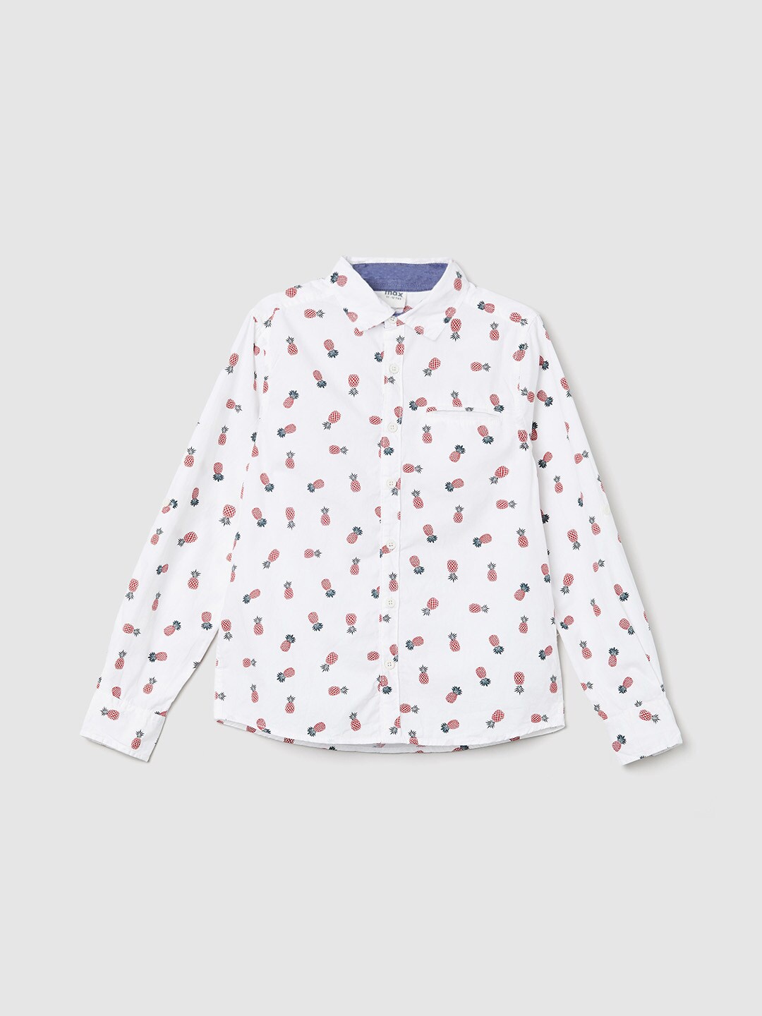 

max Boys White Graphic Printed Casual Cotton Shirt
