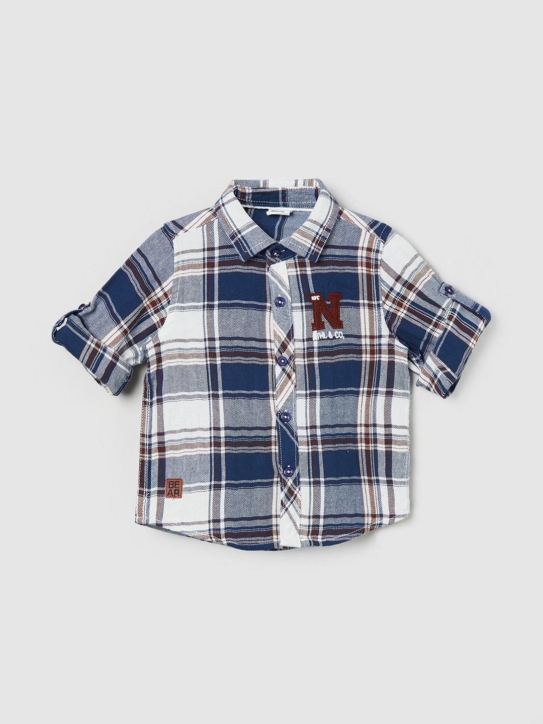 

max Boys Blue Tartan Checks Checked Casual Shirt