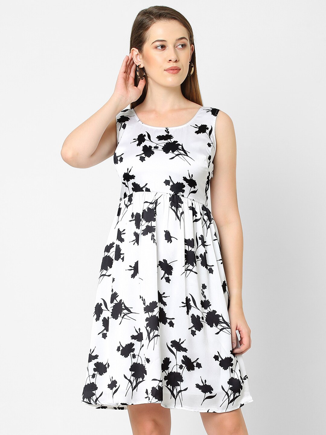 

MISH White Floral Satin Dress