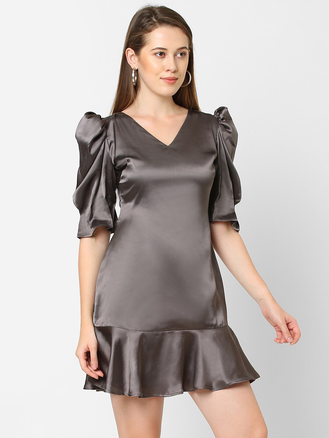 

MISH Charcoal Satin A-Line Mini Dress
