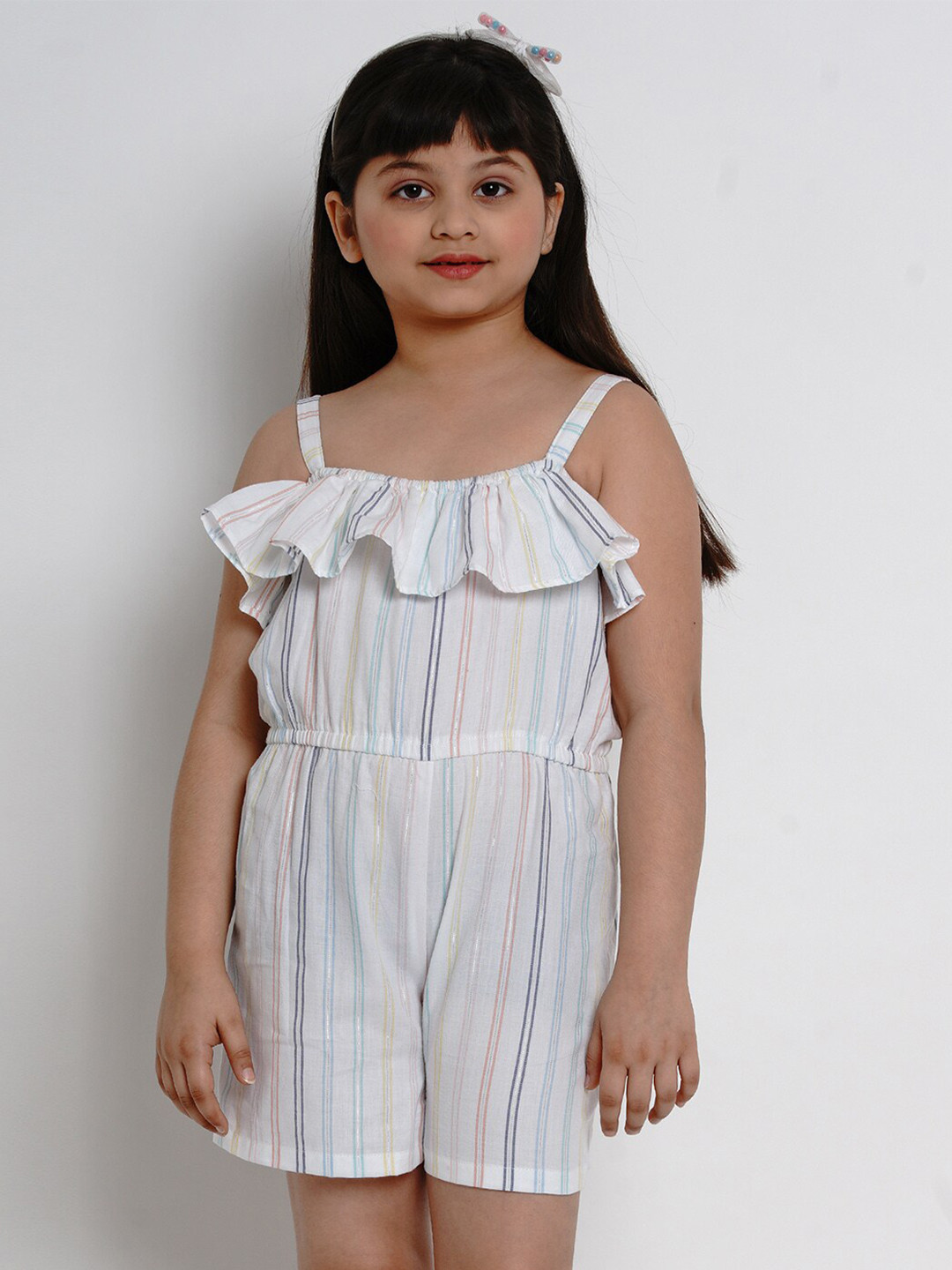 

Bitiya by Bhama Girls Navy Blue Striped Playsuit