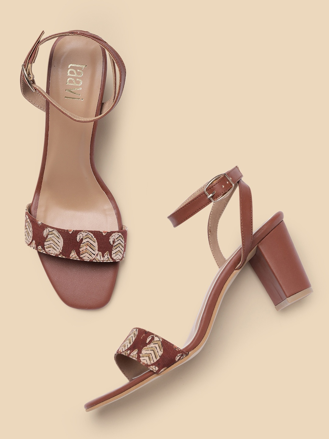 

Taavi Paisley Printed Block Heels, Maroon