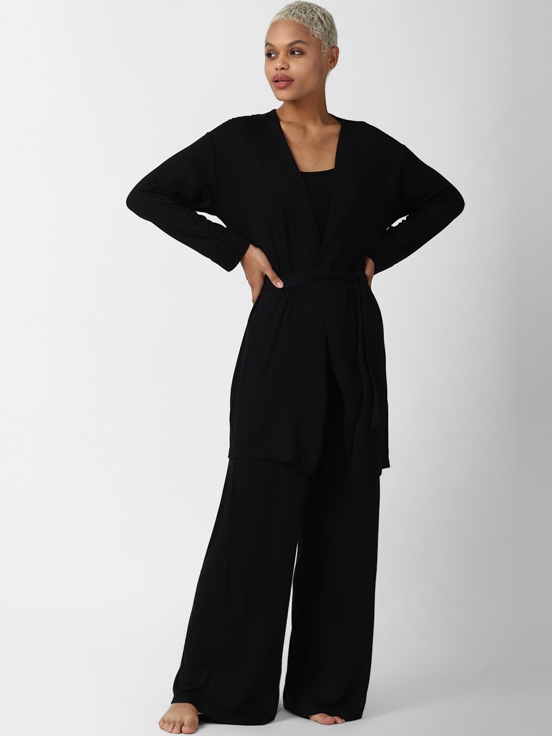 

FOREVER 21 Women Black Night suit