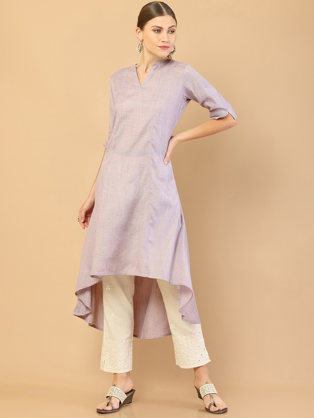 

Soch Women Lavender High-Low A-line Kurta