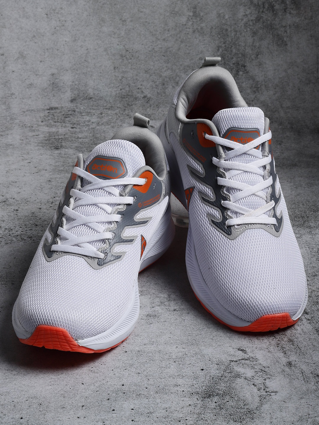 

Action Men White & Orange Mesh Running Non-Marking Shoes