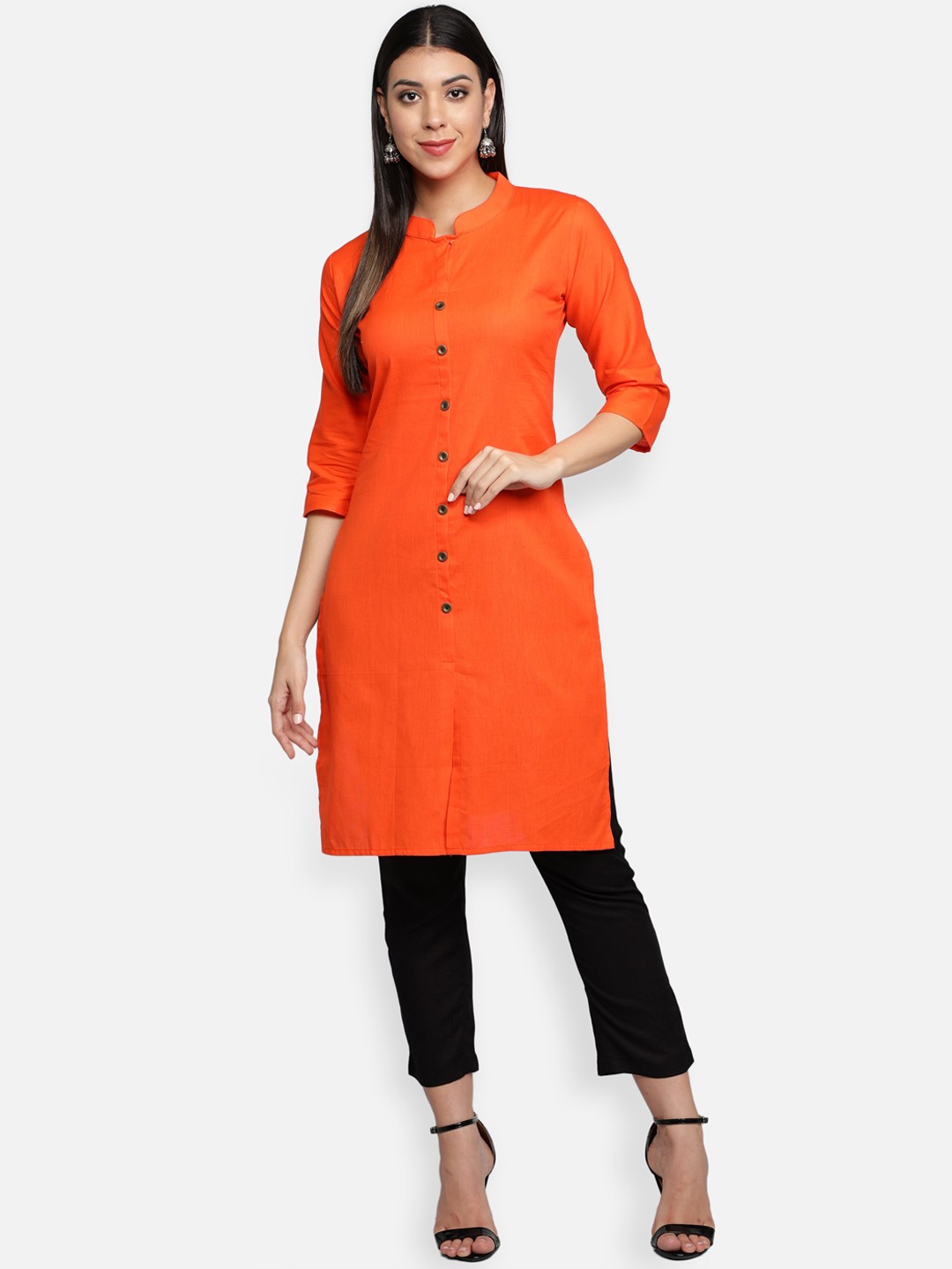 

Fabclub Women Orange Pathani Kurta