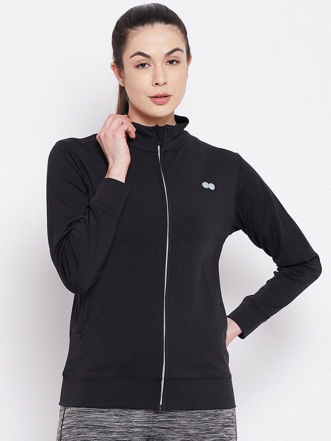 

Clovia Women Solid Activewear Sweatshirt, Black