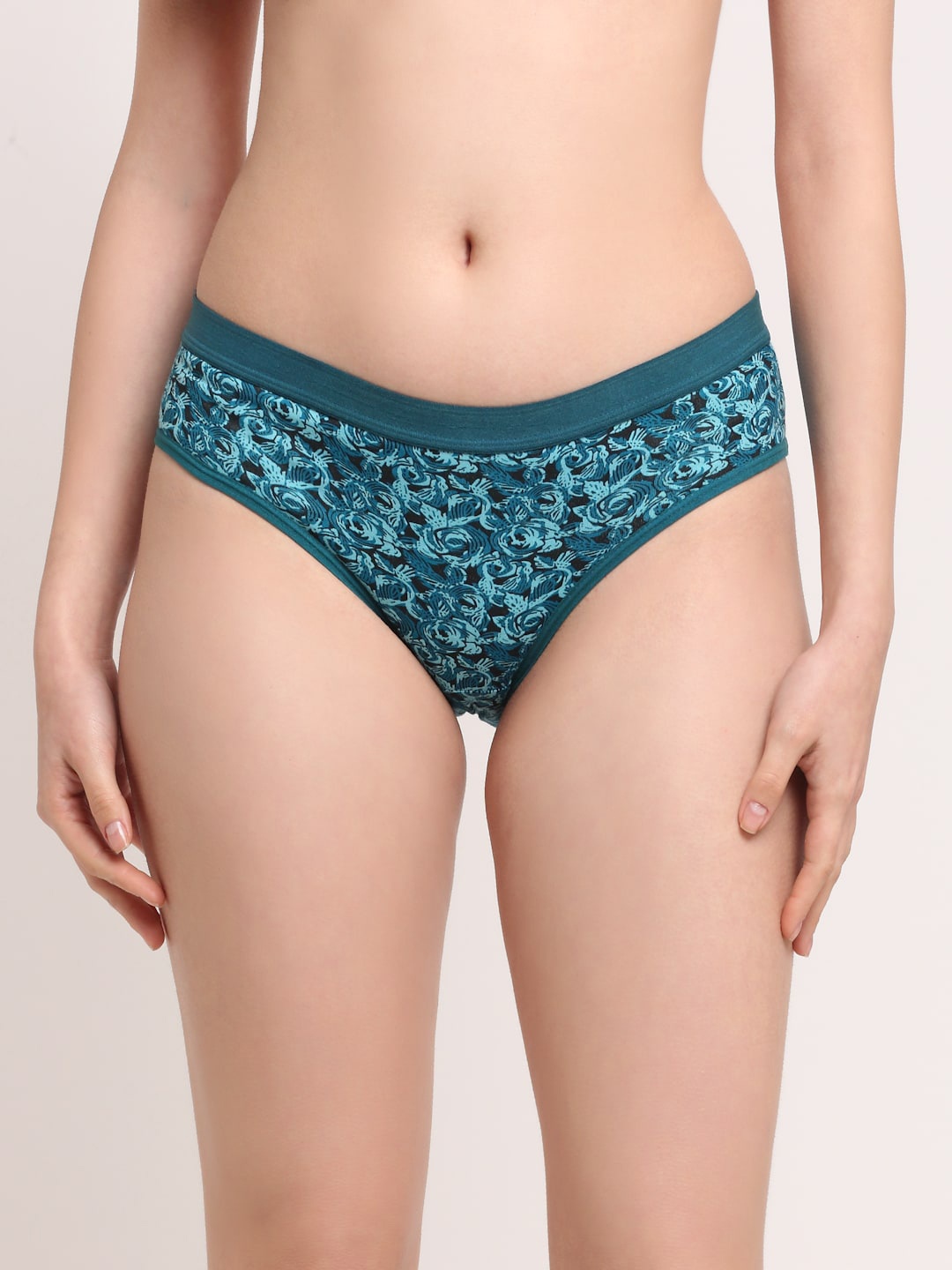 

Friskers Women Turquoise Blue Printed Mid-Rise Hipster O-322-20-S-Turqouise