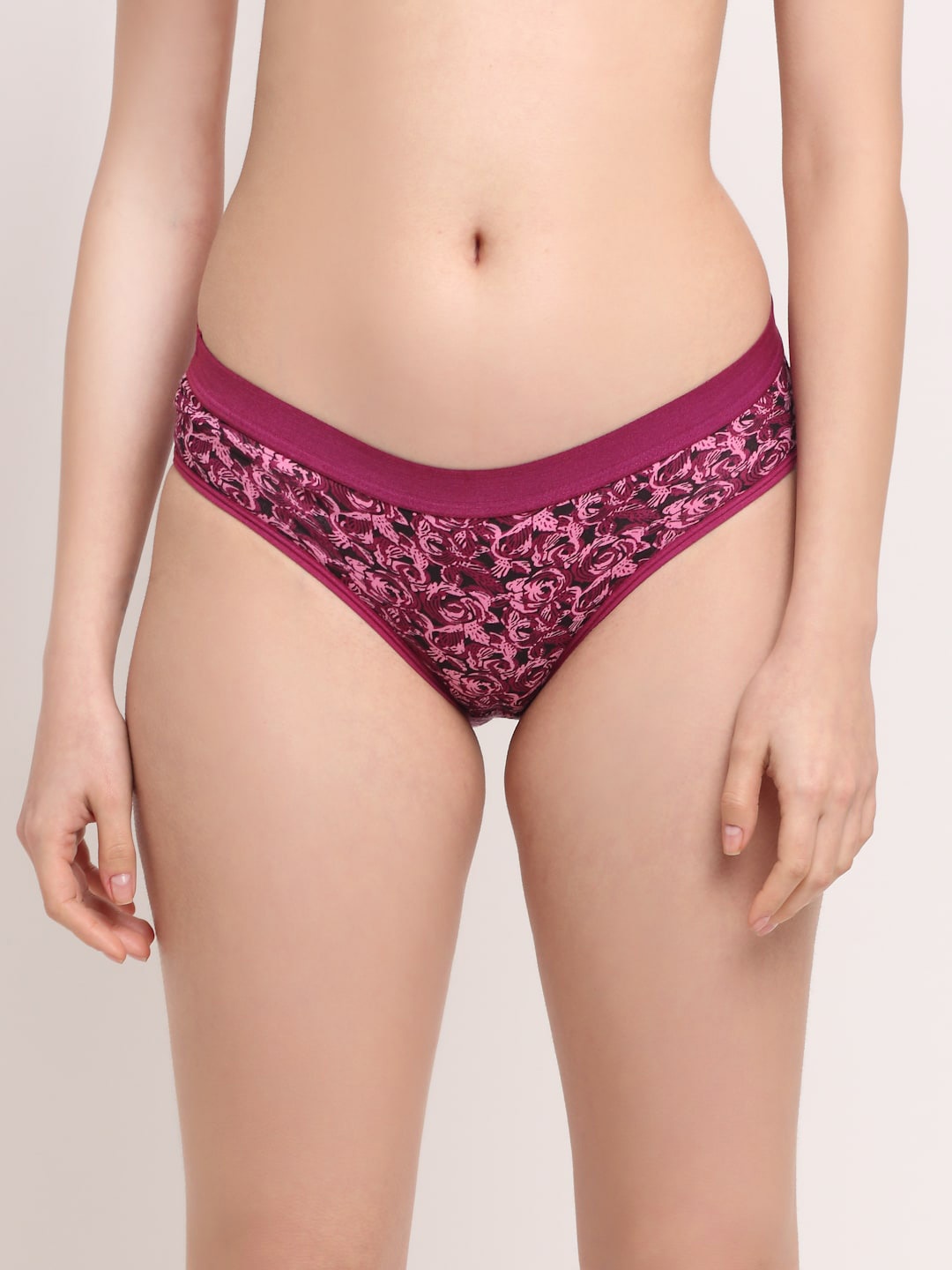 

Friskers Women Burgundy Printed Cotton Hipster