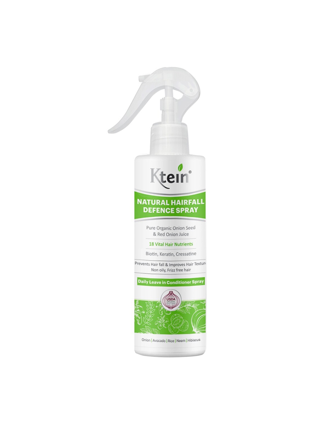 

Ktein Natural Hairfall Defence Spray with Onion Seed 200 ml, White
